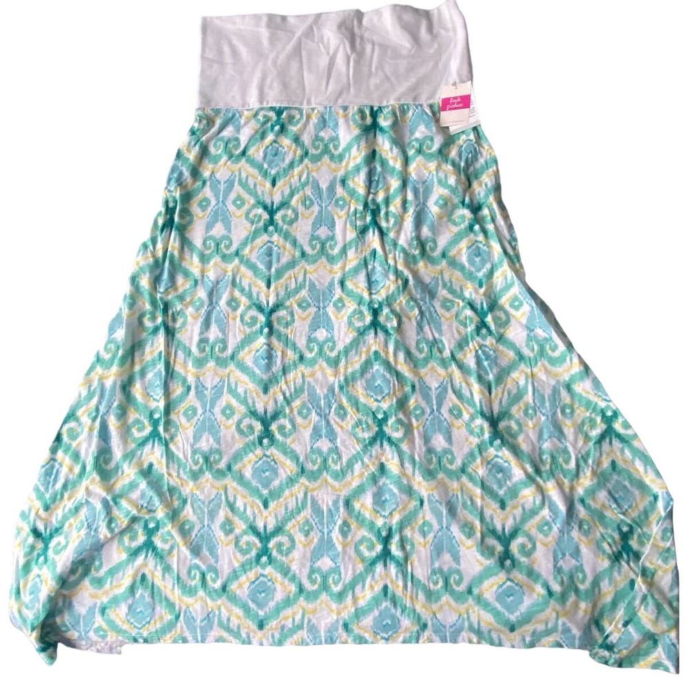 Fresh Produce Skirt converts to Dress, White & Teal Print Midi Size XL NEW!